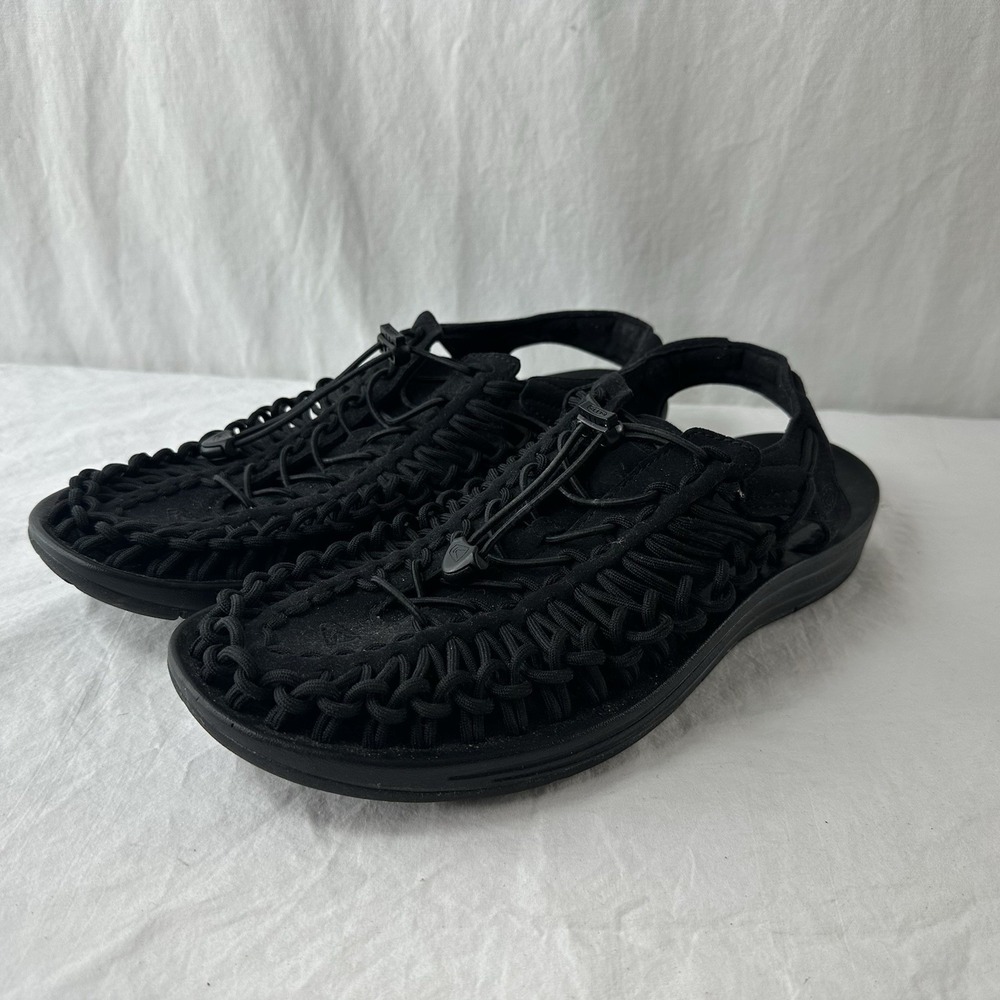 KEEN UNEEK Waterproof Sport Sandals Hiking Camping Trails All Black Mens Size 13
